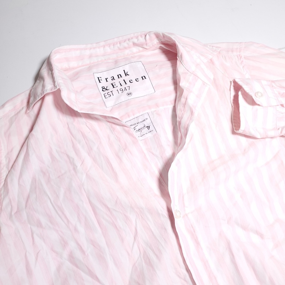 Frank & Eileen "Frank"Button Up Shirt Womens XS Pink Pinstripe Cotton